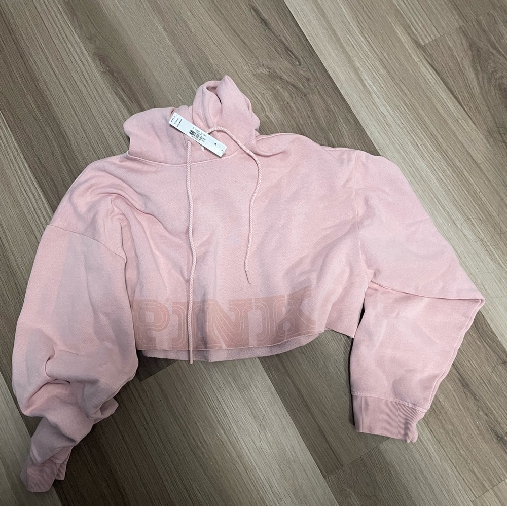 PINK Victoria's Secret Light Pink Cropped Hoodie